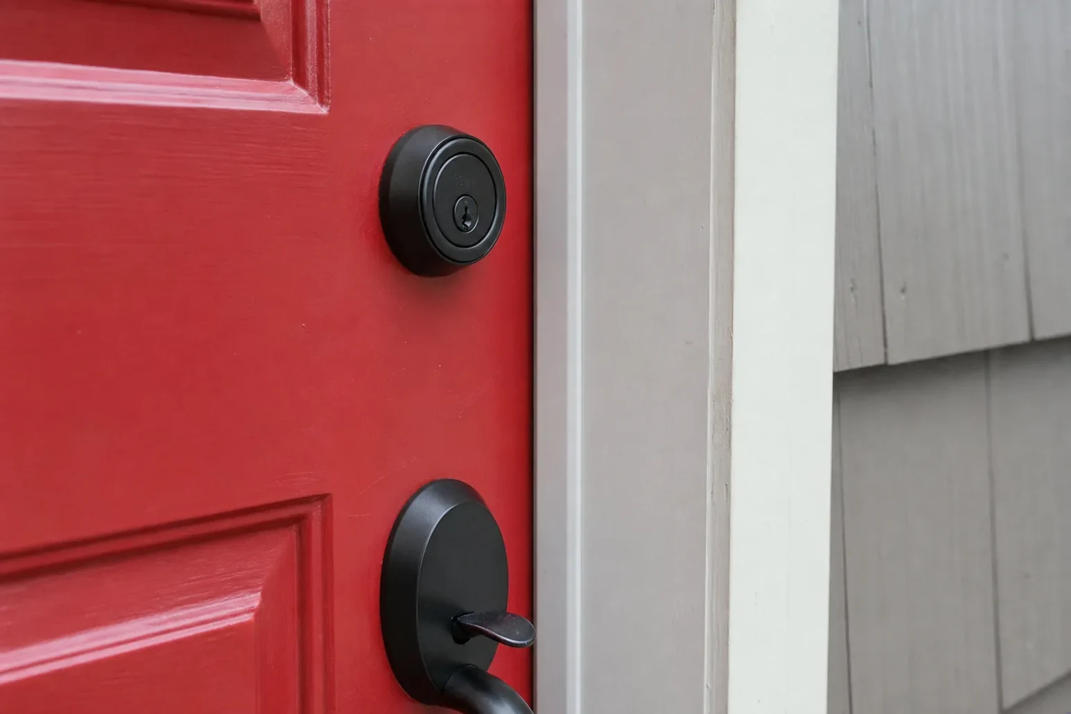 New deadbolt being installed in a front door, Killeen, TX