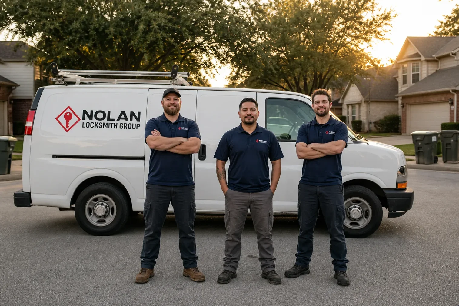 Nolan Locksmith Group locksmith technicians and the service van in Killeen